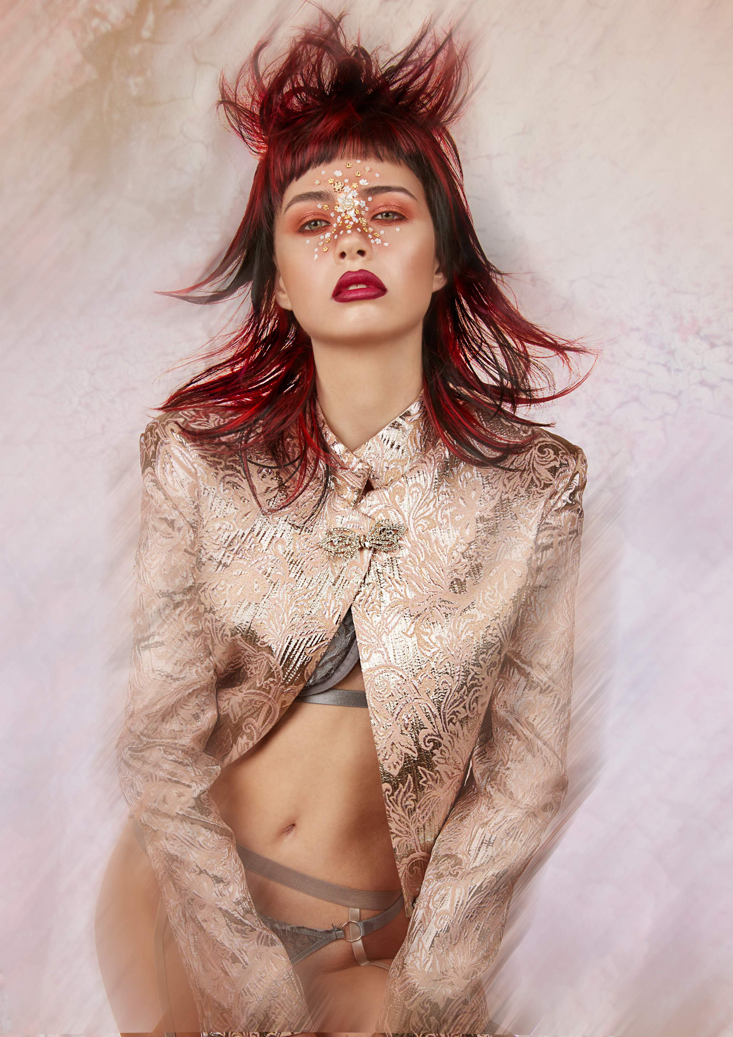 Red and Black Shag Cut - Bill Tsiknaris & Team - Emerge Collection